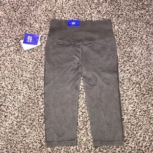 JoyLab High Rise Cropped Rib Knit Mesh Side Active Leggings Gray | NWT!